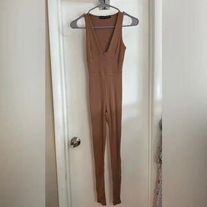 NWOT Naked Wardrobe Snatched Jumpsuit Brown Small